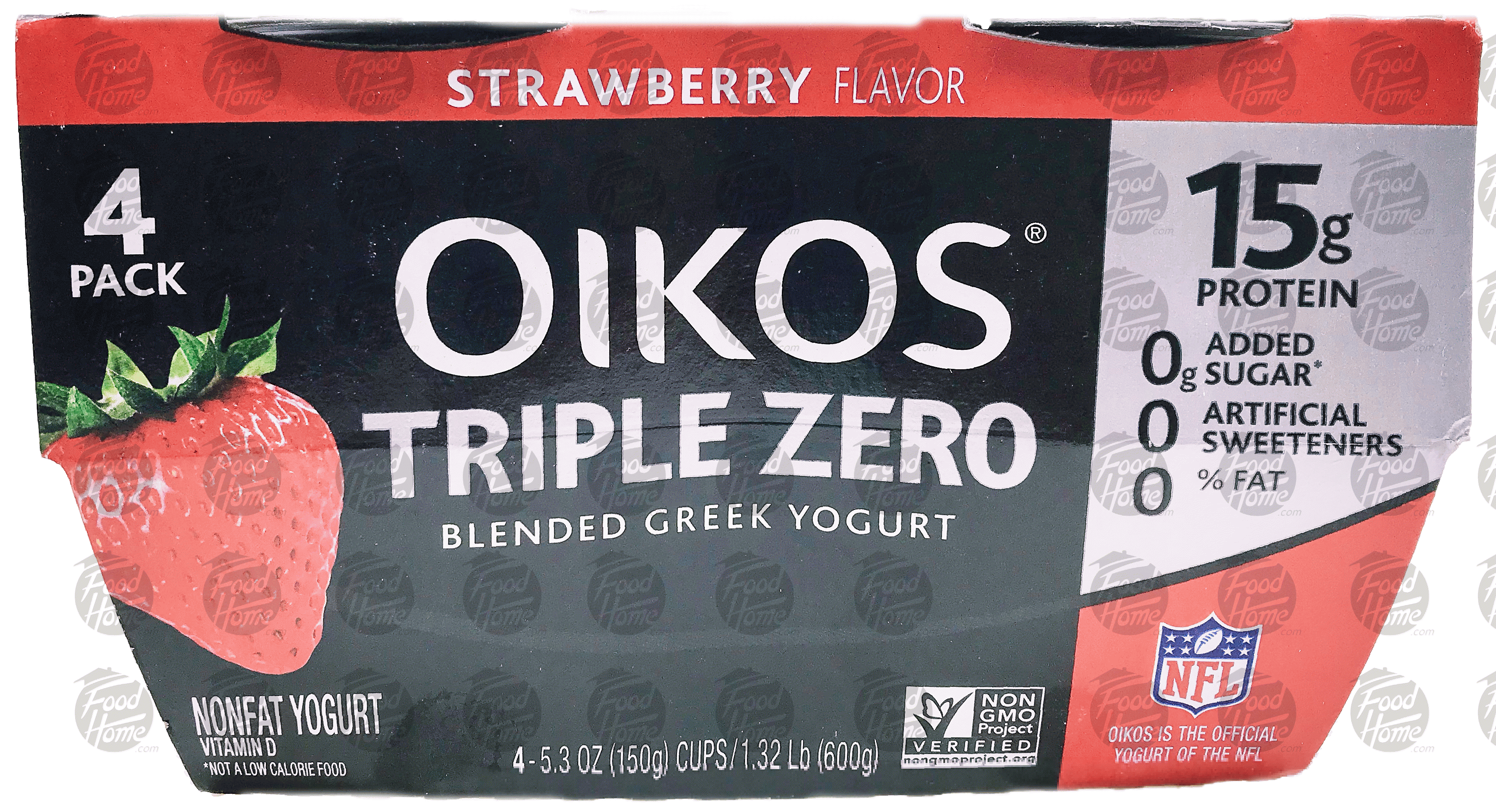 Dannon Oikos Triple Zero strawberry blended greek yogurt, 4 pk., cups Full-Size Picture